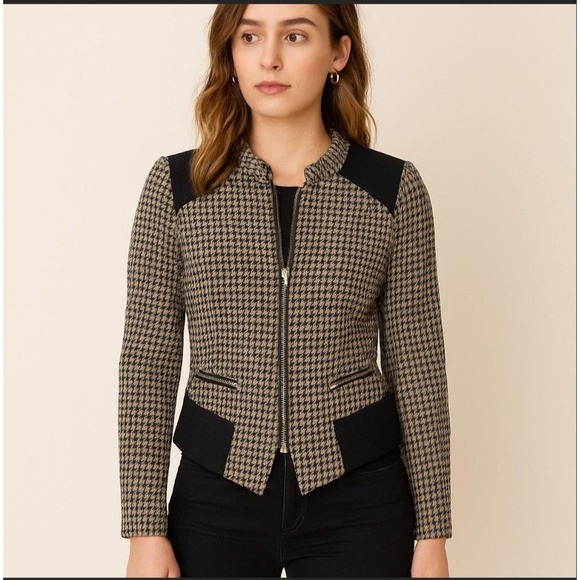 White House Black Market Jackets & Blazers - White House Black Market Women Plaid Front Zip Jacket Size 12